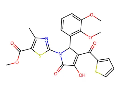 methyl 2-{(3E)-2-(2,3-dimethoxyphenyl)-3-[hydroxy(thiophen-2-yl)methylidene]-4,5-dioxopyrrolidin-1-yl}-4-methyl-1,3-thiazole-5-carboxylate structure