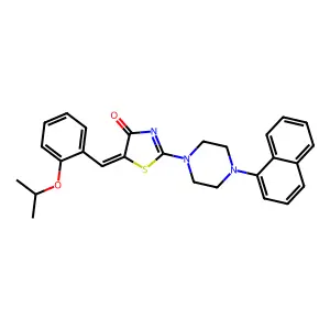 (5E)-2-[4-(naphthalen-1-yl)piperazin-1-yl]-5-[2-(propan-2-yloxy)benzylidene]-1,3-thiazol-4(5H)-one structure