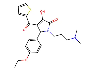 (4E)-1-[3-(dimethylamino)propyl]-5-(4-ethoxyphenyl)-4-[hydroxy(thiophen-2-yl)methylidene]pyrrolidine-2,3-dione structure