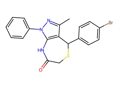 4-(4-bromophenyl)-3-methyl-1-phenyl-4,8-dihydro-1H-pyrazolo[3,4-e][1,4]thiazepin-7(6H)-one structure