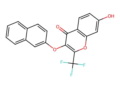 7-hydroxy-3-(naphthalen-2-yloxy)-2-(trifluoromethyl)-4H-chromen-4-one structure