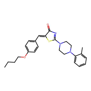 (5E)-5-(4-butoxybenzylidene)-2-[4-(2-methylphenyl)piperazin-1-yl]-1,3-thiazol-4(5H)-one structure