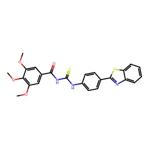 N-[[4-(1,3-benzothiazol-2-yl)phenyl]carbamothioyl]-3,4,5-trimethoxybenzamide structure