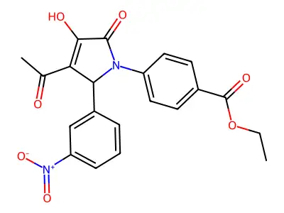 ethyl 4-[3-acetyl-4-hydroxy-2-(3-nitrophenyl)-5-oxo-2H-pyrrol-1-yl]benzoate structure