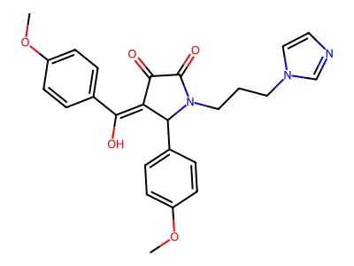 3-hydroxy-1-[3-(1H-imidazol-1-yl)propyl]-4-(4-methoxybenzoyl)-5-(4-methoxyphenyl)-2,5-dihydro-1H-pyrrol-2-one structure