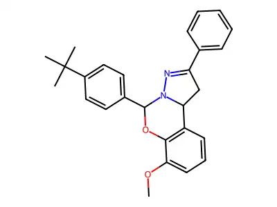 5-(4-tert-butylphenyl)-7-methoxy-2-phenyl-1,10b-dihydropyrazolo[1,5-c][1,3]benzoxazine structure