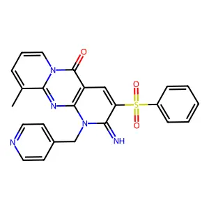 2-imino-10-methyl-3-(phenylsulfonyl)-1-(pyridin-4-ylmethyl)-1H-dipyrido[1,2-a:2',3'-d]pyrimidin-5(2H)-one structure