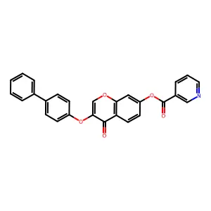 3-([1,1'-biphenyl]-4-yloxy)-4-oxo-4H-chromen-7-yl nicotinate structure