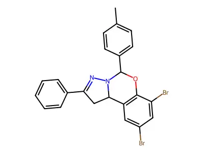 7,9-dibromo-5-(4-methylphenyl)-2-phenyl-1,10b-dihydropyrazolo[1,5-c][1,3]benzoxazine structure