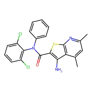 3-amino-N-(2,6-dichlorophenyl)-4,6-dimethyl-N-phenylthieno[2,3-b]pyridine-2-carboxamide structure