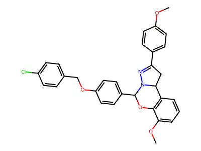 5-{4-[(4-chlorobenzyl)oxy]phenyl}-7-methoxy-2-(4-methoxyphenyl)-1,10b-dihydropyrazolo[1,5-c][1,3]benzoxazine structure