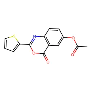 4-oxo-2-(thiophen-2-yl)-4H-3,1-benzoxazin-6-yl acetate structure