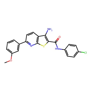 3-amino-N-(4-chlorophenyl)-6-(3-methoxyphenyl)thieno[2,3-b]pyridine-2-carboxamide structure