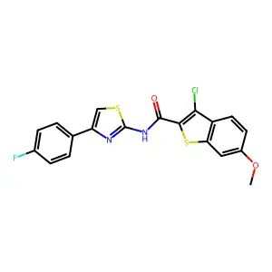 3-chloro-N-[4-(4-fluorophenyl)-1,3-thiazol-2-yl]-6-methoxy-1-benzothiophene-2-carboxamide structure