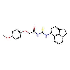 N-(1,2-dihydroacenaphthylen-5-ylcarbamothioyl)-2-(4-methoxyphenoxy)acetamide structure