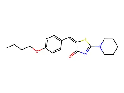 (5E)-5-[(4-butoxyphenyl)methylidene]-2-piperidin-1-yl-1,3-thiazol-4-one structure