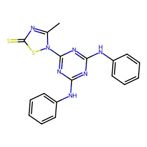 2-(4,6-dianilino-1,3,5-triazin-2-yl)-3-methyl-1,2,4-thiadiazole-5(2H)-thione structure