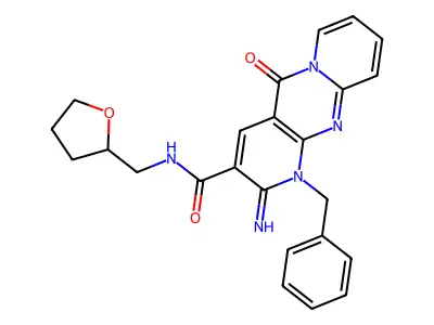 [2-imino-5-oxo-1-benzyl(1,6-dihydropyridino[1,2-a]pyridino[2,3-d]pyrimidin-3-y l)]-N-(oxolan-2-ylmethyl)carboxamide structure