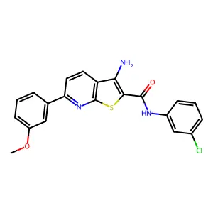3-amino-N-(3-chlorophenyl)-6-(3-methoxyphenyl)thieno[2,3-b]pyridine-2-carboxamide structure