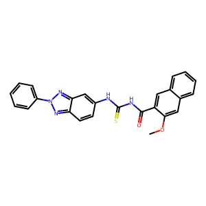 3-methoxy-N-[(2-phenylbenzotriazol-5-yl)carbamothioyl]naphthalene-2-carboxamide structure