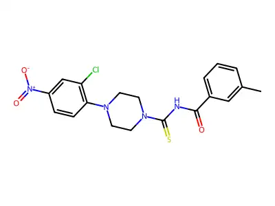 N-[4-(2-chloro-4-nitrophenyl)piperazine-1-carbothioyl]-3-methylbenzamide structure