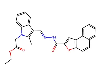 ethyl 2-[3-[(benzo[e][1]benzofuran-2-carbonylhydrazinylidene)methyl]-2-methylindol-1-yl]acetate structure