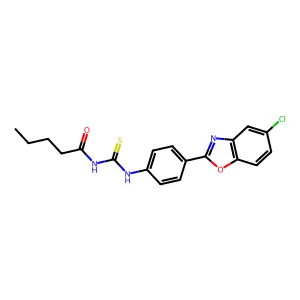 N-[[4-(5-chloro-1,3-benzoxazol-2-yl)phenyl]carbamothioyl]pentanamide structure