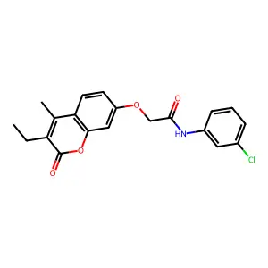 N-(3-chlorophenyl)-2-(3-ethyl-4-methyl-2-oxochromen-7-yl)oxyacetamide structure