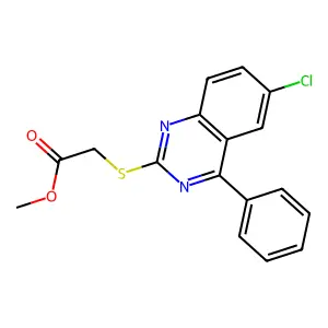 (6-Chloro-4-phenyl-quinazolin-2-ylsulfanyl)-acetic acid methyl ester structure