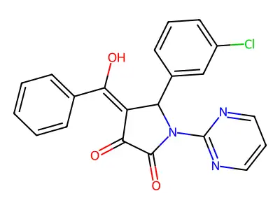 4-benzoyl-5-(3-chlorophenyl)-3-hydroxy-1-(pyrimidin-2-yl)-2,5-dihydro-1H-pyrrol-2-one structure