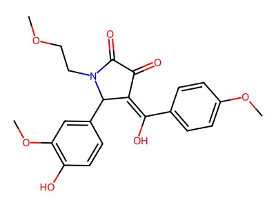 3-hydroxy-5-(4-hydroxy-3-methoxyphenyl)-4-(4-methoxybenzoyl)-1-(2-methoxyethyl)-2,5-dihydro-1H-pyrrol-2-one structure
