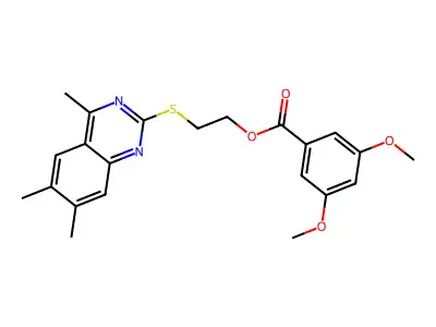 2-[(4,6,7-Trimethyl-2-quinazolinyl)sulfanyl]ethyl 3,5-dimethoxybenzoate structure