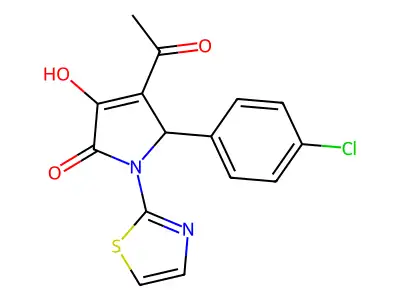 3-acetyl-2-(4-chlorophenyl)-4-hydroxy-1-(1,3-thiazol-2-yl)-2H-pyrrol-5-one structure