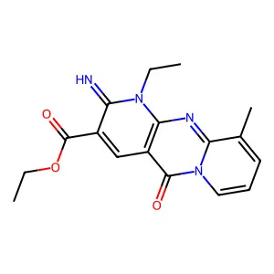 ethyl 1-ethyl-2-imino-10-methyl-5-oxo-1,5-dihydro-2H-dipyrido[1,2-a:2',3'-d]pyrimidine-3-carboxylate structure