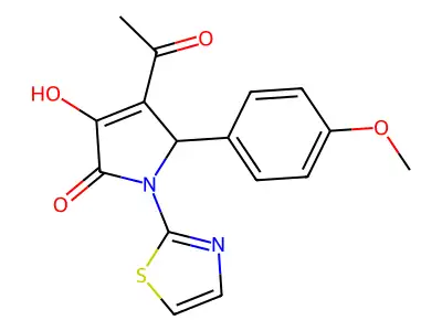 3-acetyl-4-hydroxy-2-(4-methoxyphenyl)-1-(1,3-thiazol-2-yl)-2H-pyrrol-5-one structure