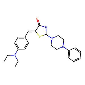 (5E)-5-[4-(diethylamino)benzylidene]-2-(4-phenylpiperazin-1-yl)-1,3-thiazol-4(5H)-one structure