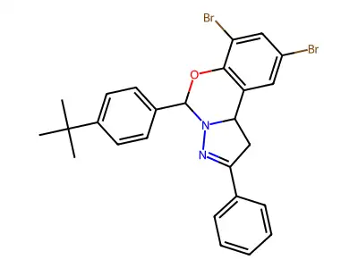 7,9-dibromo-5-(4-tert-butylphenyl)-2-phenyl-1,10b-dihydropyrazolo[1,5-c][1,3]benzoxazine structure