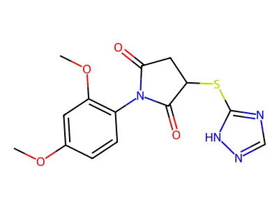 1-(2,4-dimethoxyphenyl)-3-(4H-1,2,4-triazol-3-ylsulfanyl)pyrrolidine-2,5-dione structure