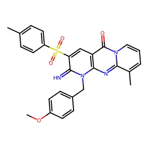2-Imino-1-[(4-methoxyphenyl)methyl]-10-methyl-3-[(4-methylphenyl)sulfonyl]-1,6-dihydropyridino[2,3-d]pyridino[1,2-a]pyrimidin-5-one structure