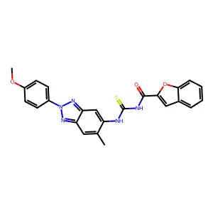 N-[[2-(4-methoxyphenyl)-6-methylbenzotriazol-5-yl]carbamothioyl]-1-benzofuran-2-carboxamide structure