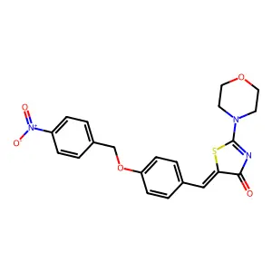 (5E)-2-morpholin-4-yl-5-[[4-[(4-nitrophenyl)methoxy]phenyl]methylidene]-1,3-thiazol-4-one structure