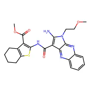 methyl 2-[[2-amino-1-(2-methoxyethyl)pyrrolo[3,2-b]quinoxaline-3-carbonyl]amino]-4,5,6,7-tetrahydro-1-benzothiophene-3-carboxylate structure