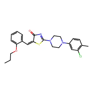 (5E)-2-[4-(3-chloro-4-methylphenyl)piperazin-1-yl]-5-(2-propoxybenzylidene)-1,3-thiazol-4(5H)-one structure