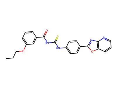 N-[[4-([1,3]oxazolo[4,5-b]pyridin-2-yl)phenyl]carbamothioyl]-3-propoxybenzamide structure