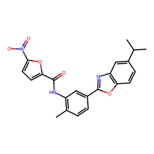 N-(5-(5-Isopropylbenzo[d]oxazol-2-yl)-2-methylphenyl)-5-nitrofuran-2-carboxamide structure