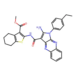 methyl 2-({[2-amino-1-(4-ethylphenyl)-1H-pyrrolo[2,3-b]quinoxalin-3-yl]carbonyl}amino)-4,5,6,7-tetrahydro-1-benzothiophene-3-carboxylate structure