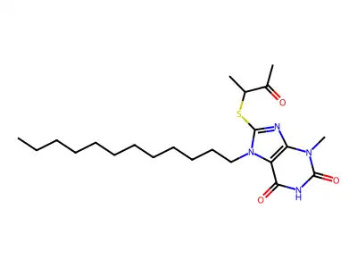 7-Dodecyl-3-methyl-8-(3-oxobutan-2-ylsulfanyl)purine-2,6-dione structure
