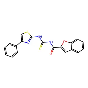 N-[(4-phenyl-1,3-thiazol-2-yl)carbamothioyl]-1-benzofuran-2-carboxamide structure
