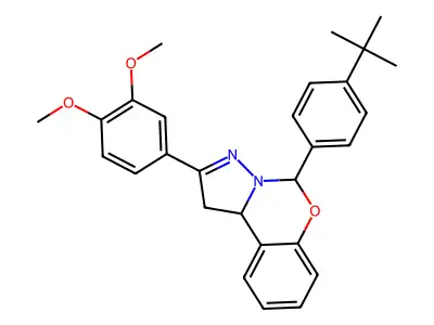 5-(4-tert-butylphenyl)-2-(3,4-dimethoxyphenyl)-1,10b-dihydropyrazolo[1,5-c][1,3]benzoxazine structure