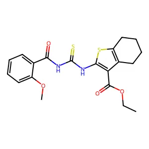 ethyl 2-({[(2-methoxyphenyl)carbonyl]carbamothioyl}amino)-4,5,6,7-tetrahydro-1-benzothiophene-3-carboxylate structure